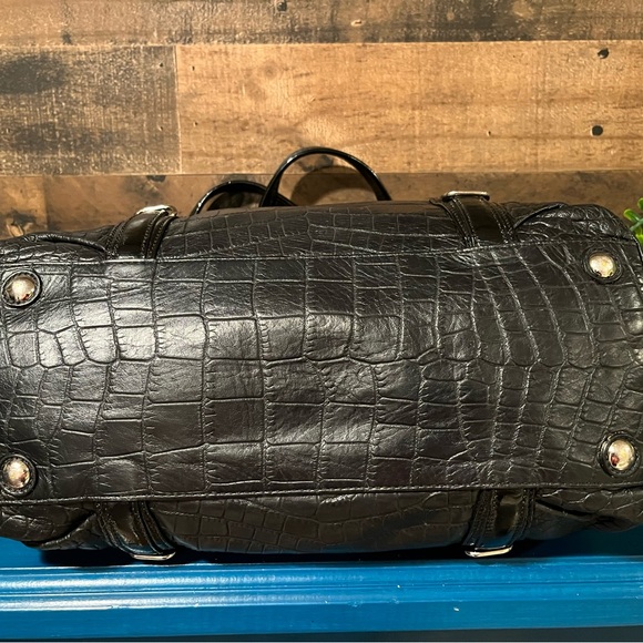 Coach Crocodile Embossed Black Leather Shoulder Bag Y2K - Picture 5 of 10